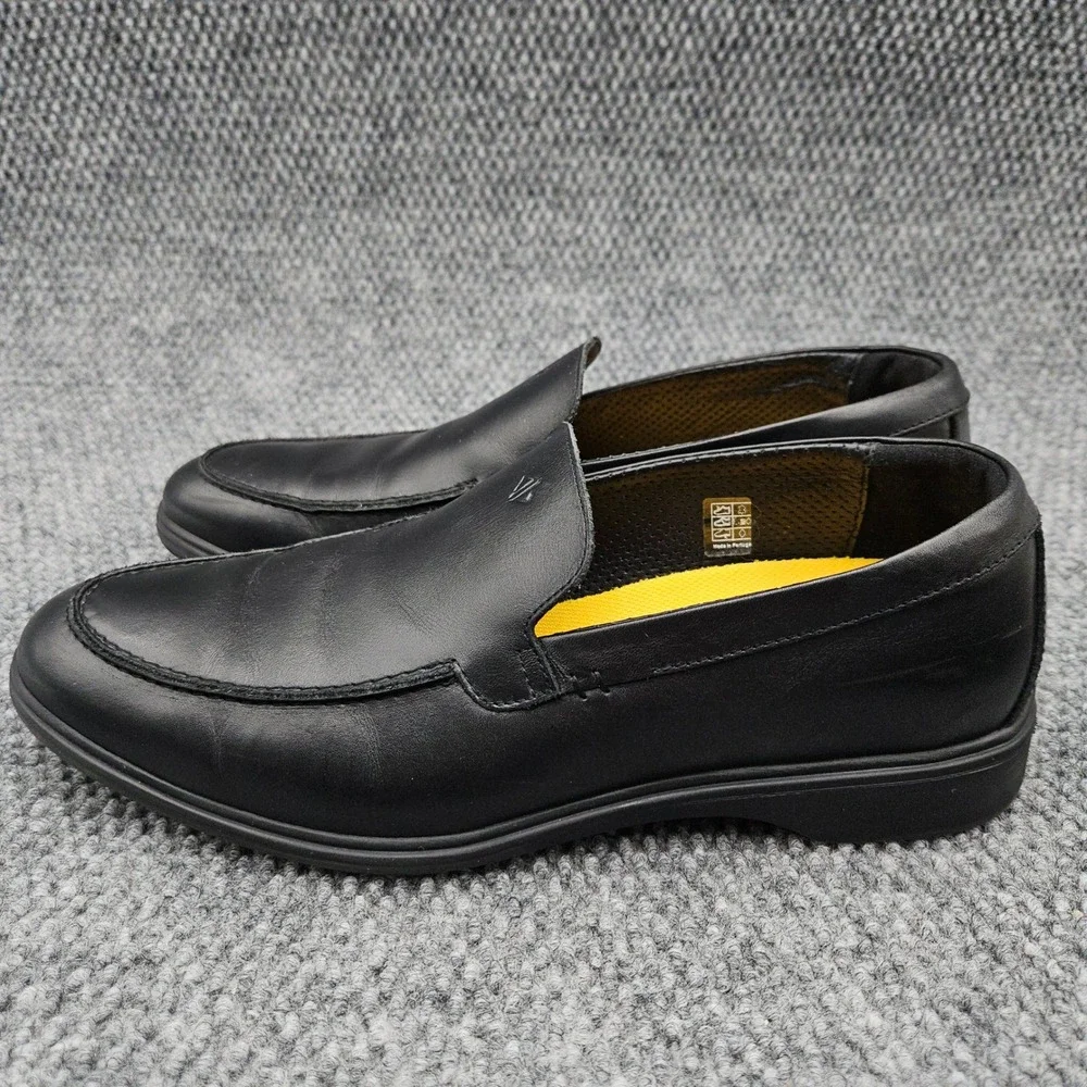 Amberjack (Men's 10) Black Leather The Loafer Slip On Dress Casual Comfort Shoes